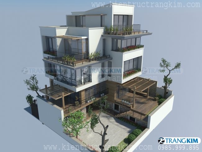 Mẫu 1: Thiết kế kiến trúc biệt thự hiện đại 4 tầng 3 Mẫu 1: Thiết kế kiến trúc biệt thự hiện đại 4 tầng 3