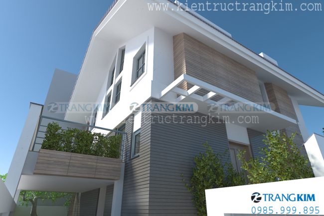 Mẫu 2: Thiết kế biệt thự hiện đại mái chéo 2 tầng 1 tum 3 Mẫu 2: Thiết kế biệt thự hiện đại mái chéo 2 tầng 1 tum 3