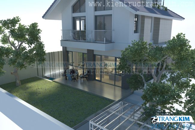 Mẫu 2: Thiết kế biệt thự hiện đại mái chéo 2 tầng 1 tum 4 Mẫu 2: Thiết kế biệt thự hiện đại mái chéo 2 tầng 1 tum 4