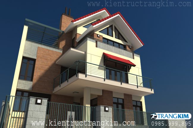Phối cảnh thiết kế biệt thự hiện đại 3 tầng mái thái 1 Phối cảnh thiết kế biệt thự hiện đại 3 tầng mái thái 1