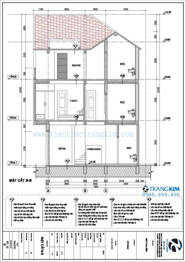 Mật đứng, mặt cắt thiết kế biệt thự trên đất tam giác 4 Mật đứng, mặt cắt thiết kế biệt thự trên đất tam giác 4