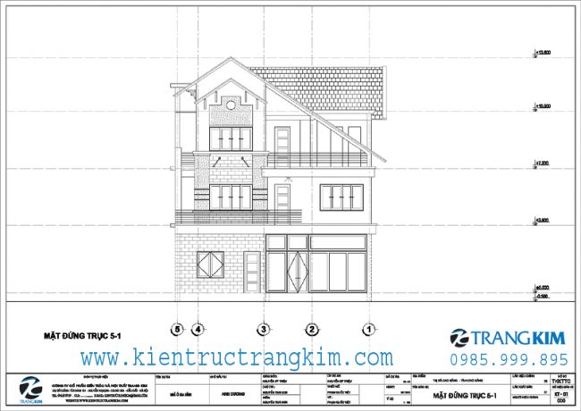 Mặt đứng thiết kế biệt thự 3 tầng mái thái hiện đại 2