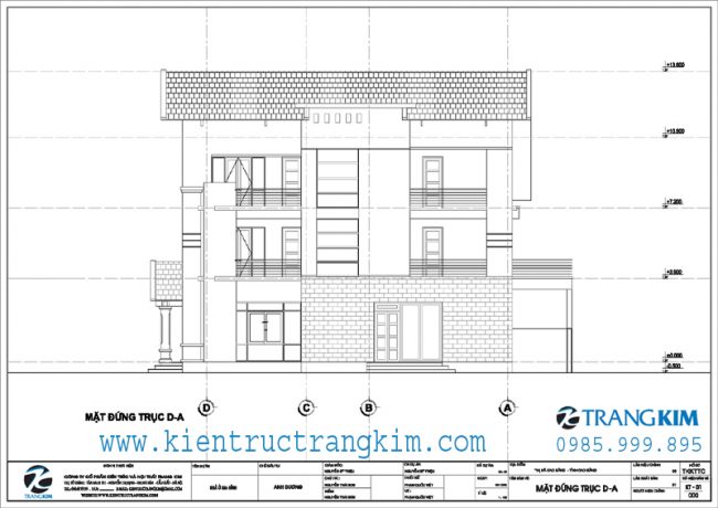 Mặt đứng thiết kế biệt thự 3 tầng mái thái hiện đại 3