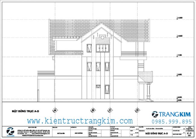 Mặt đứng thiết kế biệt thự 3 tầng mái thái hiện đại 4
