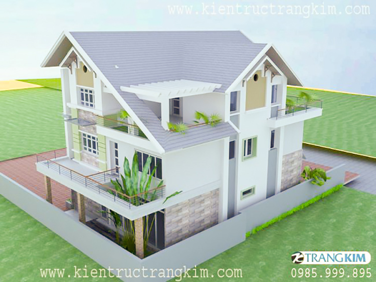 thiết kế biệt thự mái thái đẹp , hiện đại