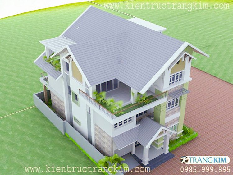 thiết kế biệt thự mái thái đẹp , hiện đại