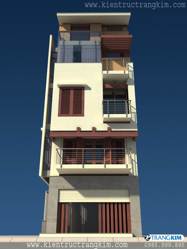 Phối cảnh thiết kế nhà ở trên đất hình thang 2