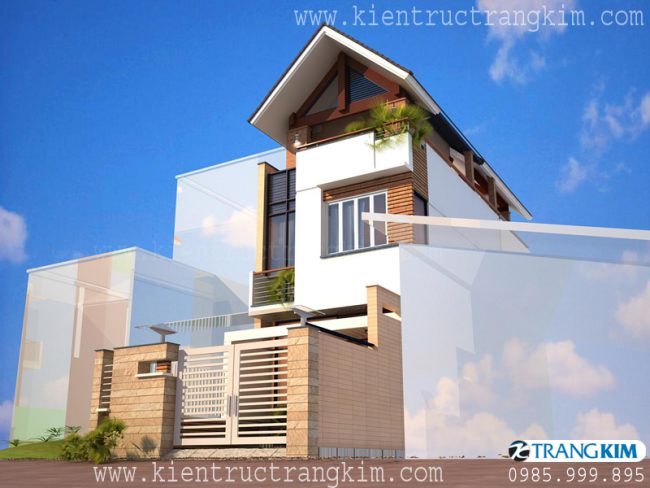 Phối cảnh thiết kế nhà ống 3 tầng mái thái hiện đại 3