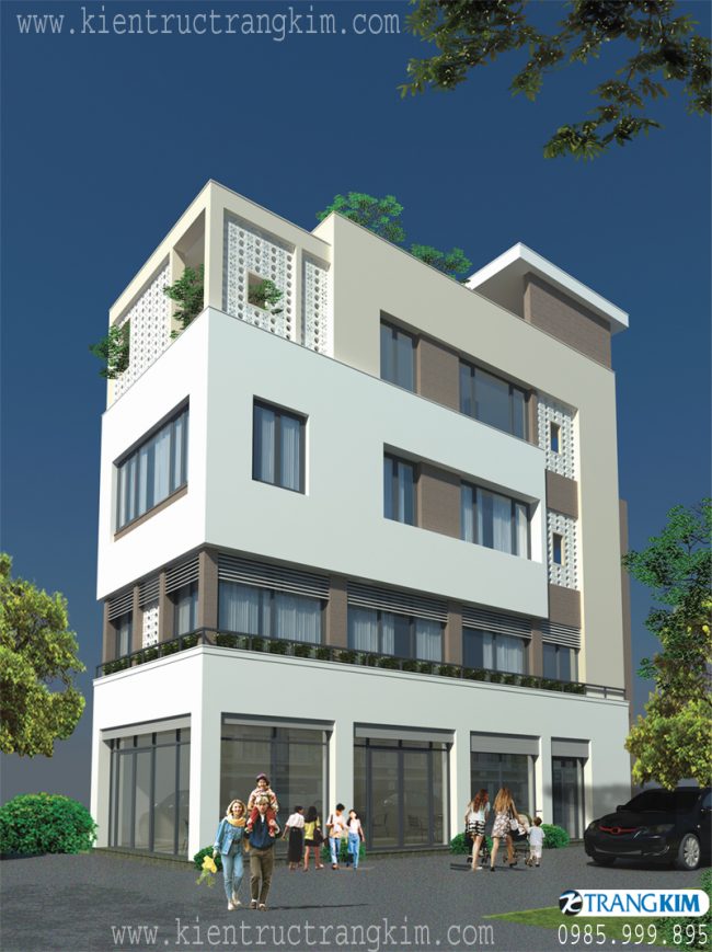 Thiết kế nhà ống 3 tầng 3 phòng ngủ 5.7x15m trên đất hình thang 1