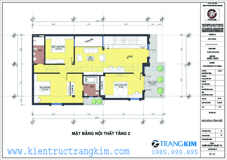 Mặt bằng tầng 2 1 thiết kế biệt thự cổ điển 3 tầng