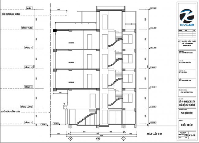 Mặt đứng, mặt cắt thiết kế nhà cho thuê 3