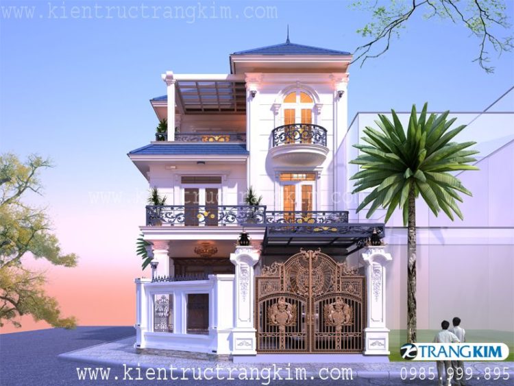 Hình ảnh phối cảnh thiết kế biệt thự 3 tầng tân cổ điển 2 thiết kế biệt thự tân cổ điển