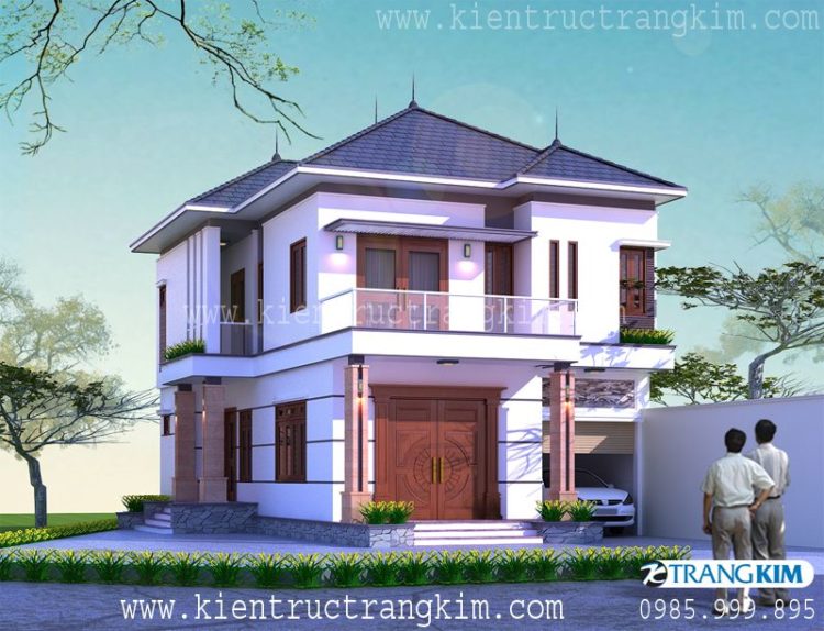 Một vài hình ảnh phối cảnh thiết kế biệt thự 2 tầng hiện đại tại Hưng Yên: 1