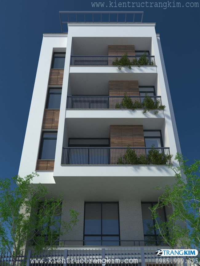 Thiết kế nhà cho thuê 4 tầng 1 lửng 1 tum trên đất hình bình hành 1