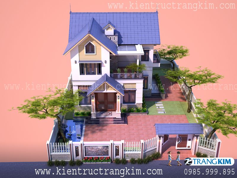 Hình ảnh phối cảnh thiết kế biệt thự 2 tầng mái thái hiện đại 3 Hình ảnh phối cảnh thiết kế biệt thự 2 tầng mái thái hiện đại 3