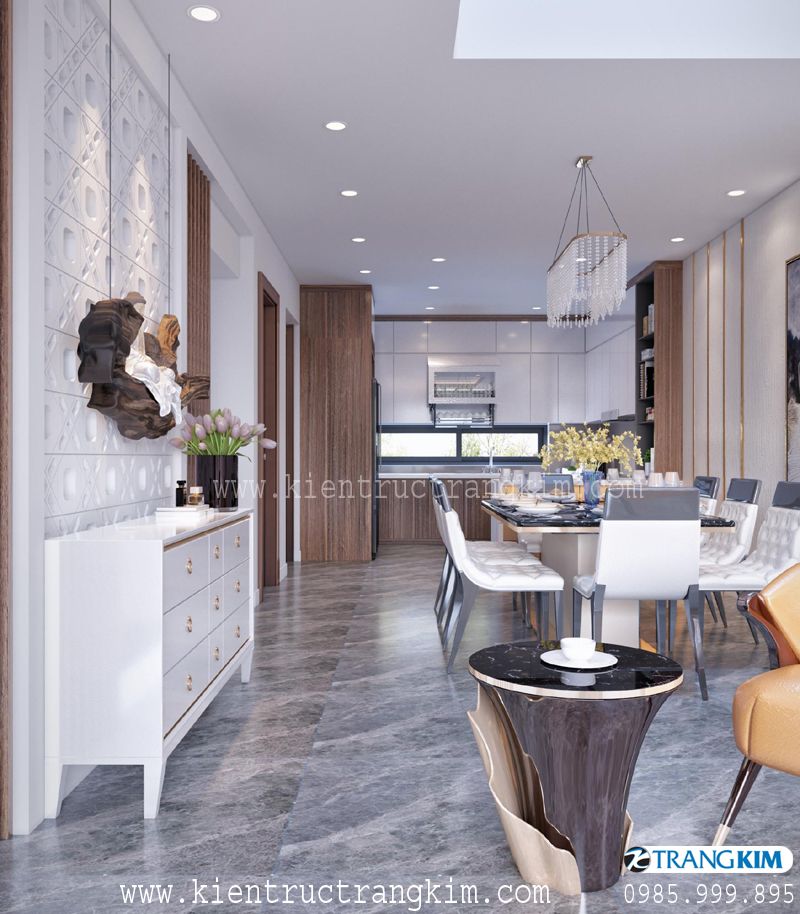 Hình ảnh nội thất nhà ống mặt tiền 5 m có tầng bán hầm 4