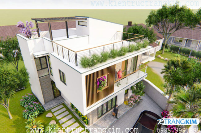 Biệt thự 2 tầng trên đất méo