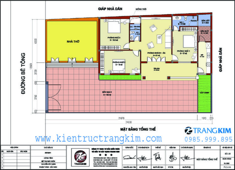 Mặt bằng tổng thể công trình 1 biệt thự 1 tầng tại bắc ninh