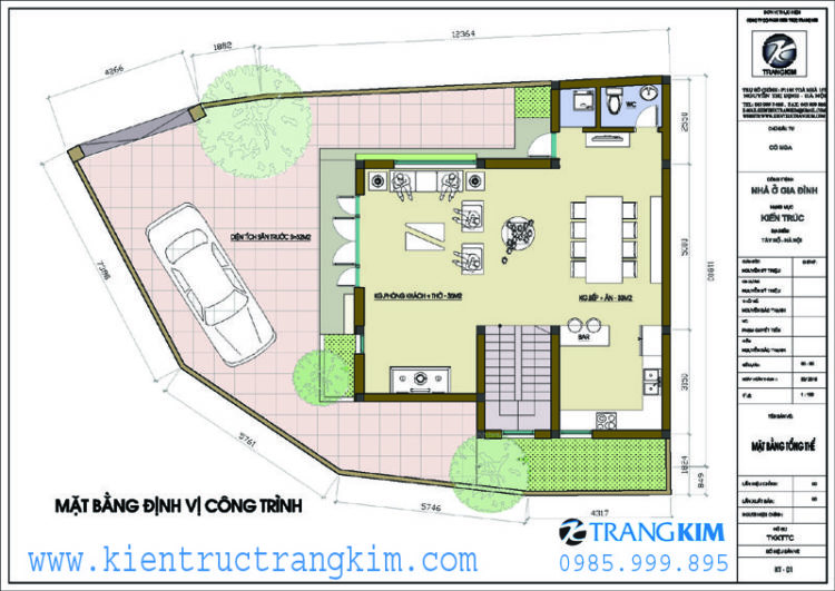 Mặt bằng thiết kế công năng cho từng tầng của công trình 1 Thiết kế biệt thự 2 tầng hiện đại trên đất méo