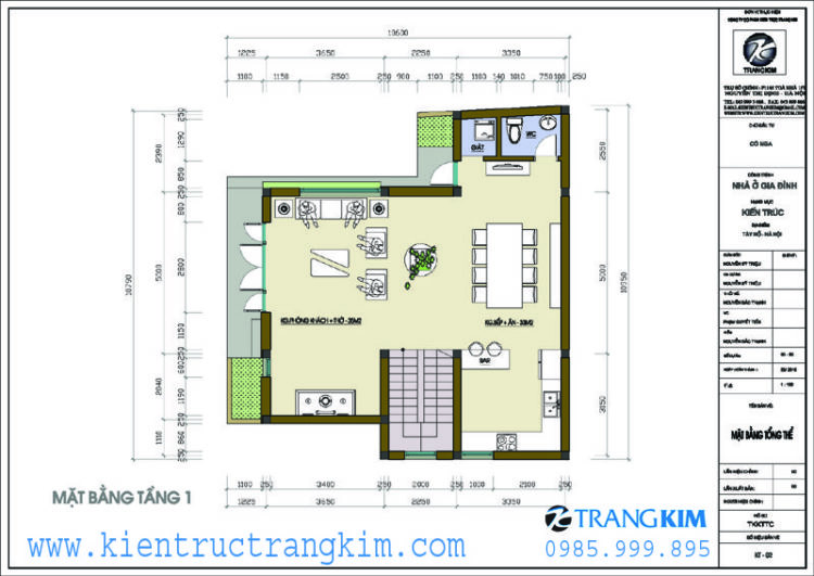Mặt bằng thiết kế tầng 1 1 Thiết kế biệt thự 2 tầng hiện đại trên đất méo