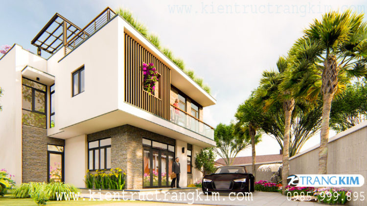 Những hình ảnh phối cảnh của căn biệt thự trên đất méo 3 Thiết kế biệt thự 2 tầng hiện đại trên đất méo