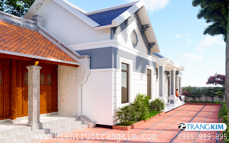 Phối cảnh thiết kế của công trình biệt thự nhà vườn 1 tầng 4 biệt thự 1 tầng tại bắc ninh