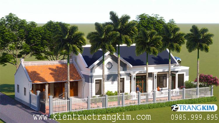Phối cảnh thiết kế của công trình biệt thự nhà vườn 1 tầng 7 biệt thự 1 tầng tại bắc ninh