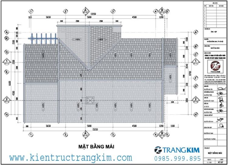 Mặt bằng tầng tum 2 Biệt thự tân cổ điển 2 tầngBiệt thự tân cổ điển 2 tầng