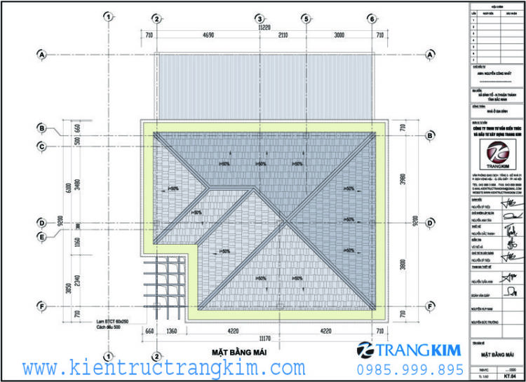 Mặt bằng thiết kế tầng mái 1 Mặt bằng thiết kế tầng mái 1