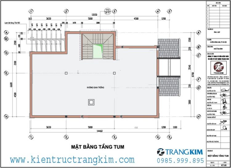 Mặt bằng tầng tum 1 Biệt thự tân cổ điển 2 tầngBiệt thự tân cổ điển 2 tầng