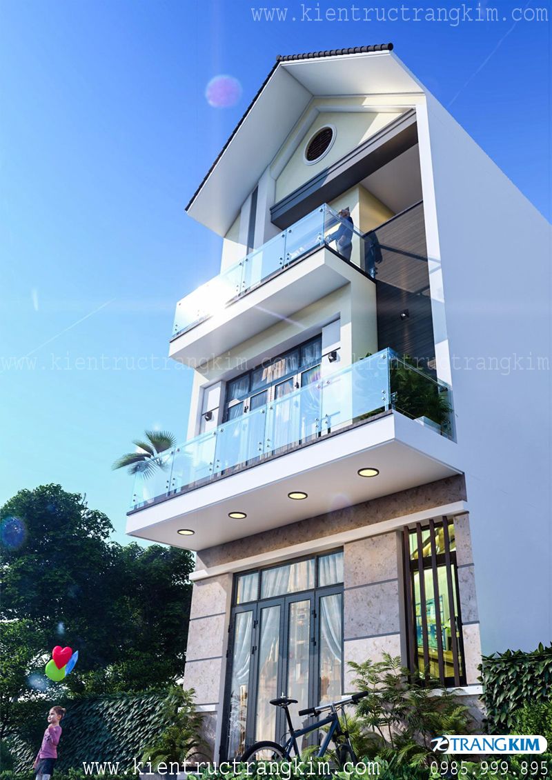 Hình ảnh phối cảnh nhà ống 3 tầng mái thái hiện đại 2