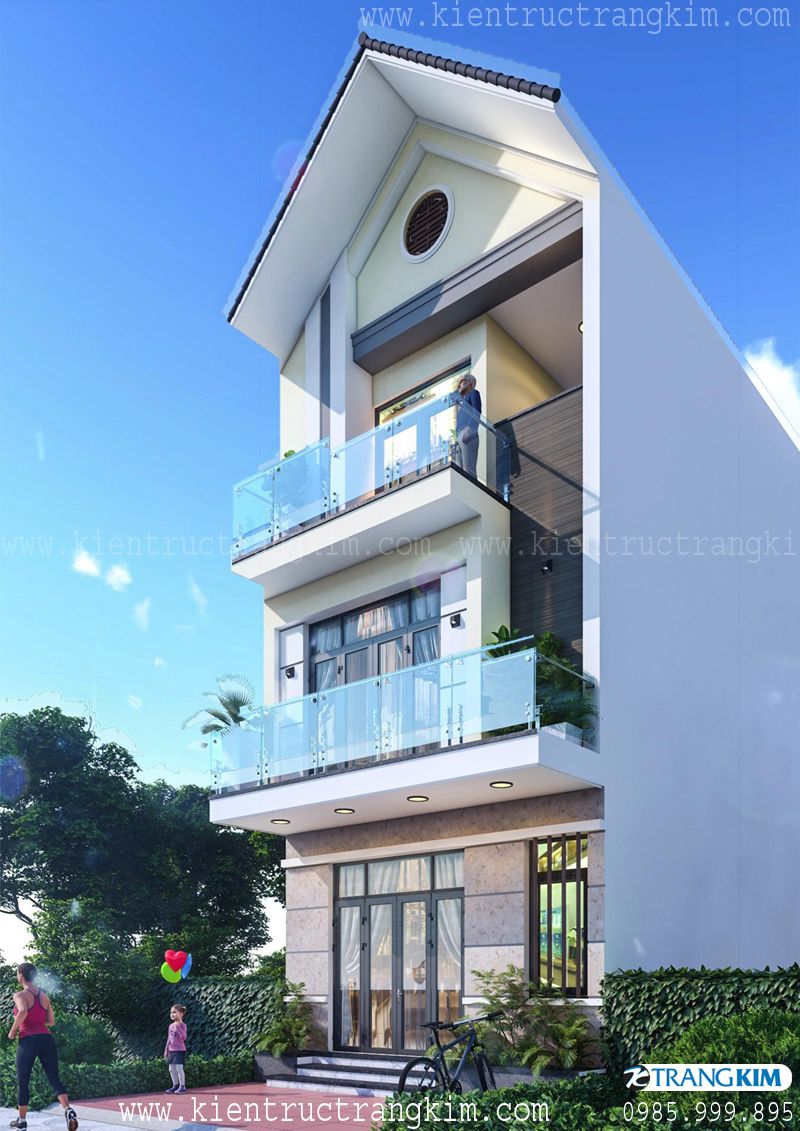 Hình ảnh phối cảnh nhà ống 3 tầng mái thái hiện đại 3