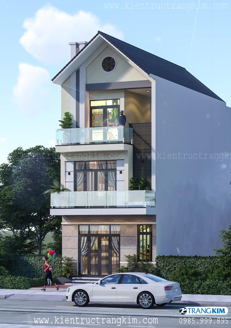 Hình ảnh phối cảnh nhà ống 3 tầng mái thái hiện đại 5