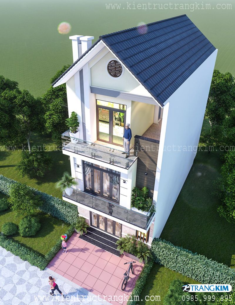 Hình ảnh phối cảnh nhà ống 3 tầng mái thái hiện đại 7