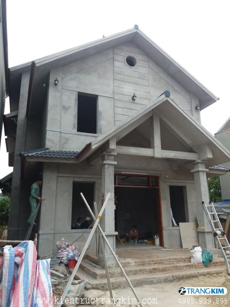 Một số hình ảnh thực tế công trình 2 Biệt thự 2 tầng mái thái hiện đại