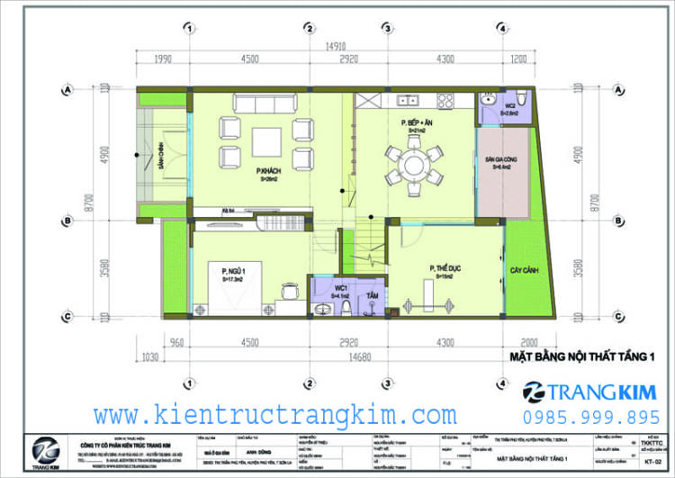Biệt thự 2 tầng 4 phòng ngủ 8,7x15m mái thái hiện đại