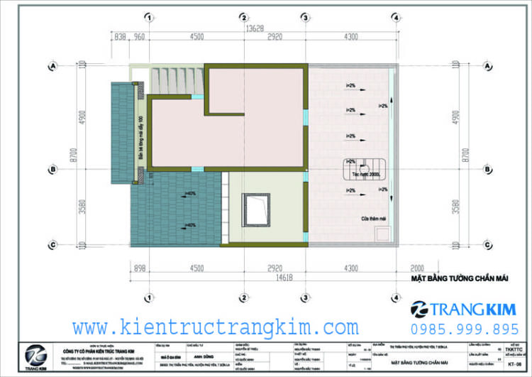 Biệt thự 2 tầng 4 phòng ngủ 8,7x15m mái thái hiện đại