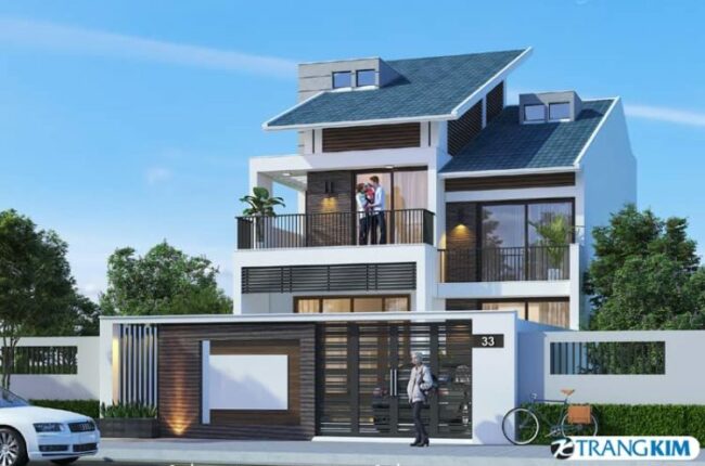 Biệt thự 2 tầng 4 phòng ngủ 8,7x15m mái thái hiện đại
