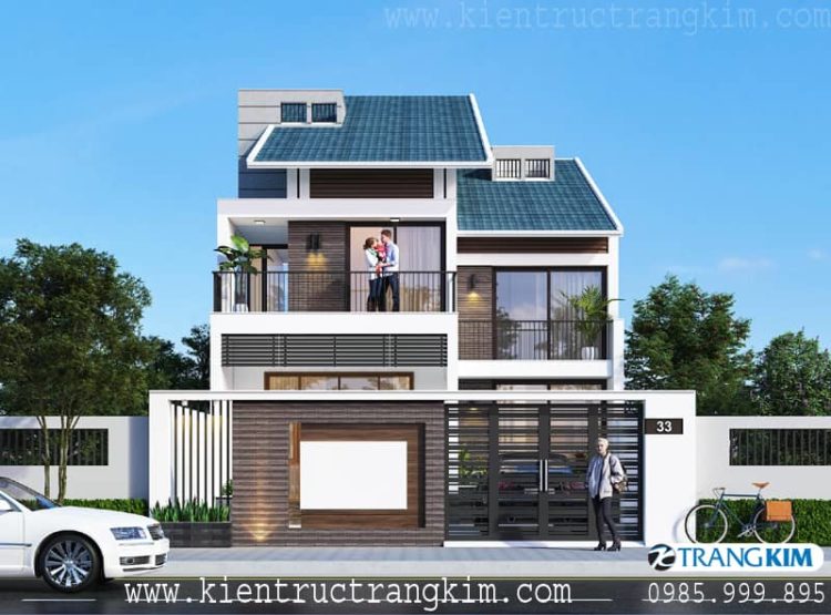 Biệt thự 2 tầng 4 phòng ngủ 8,7x15m mái thái hiện đại