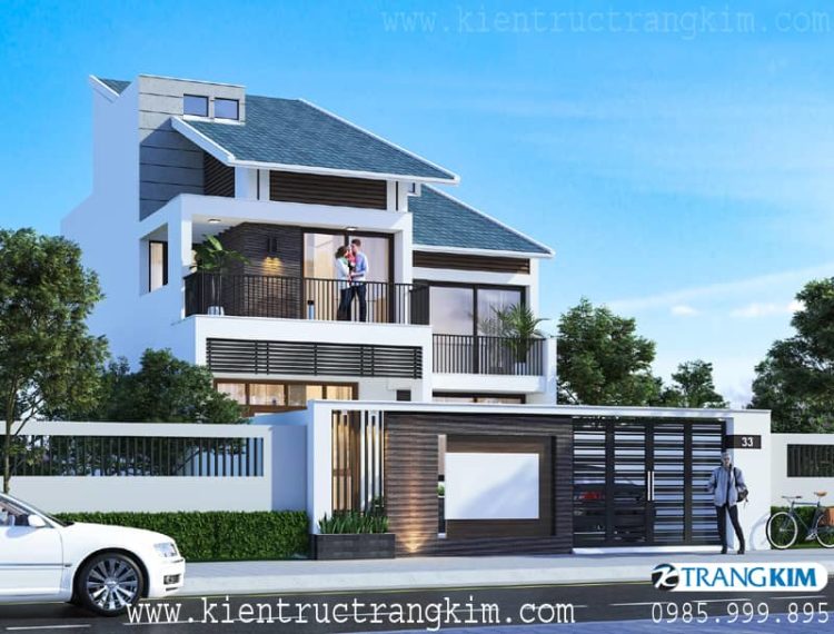 Biệt thự 2 tầng 4 phòng ngủ 8,7x15m mái thái hiện đại