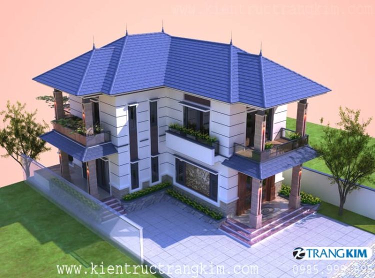 Hình ảnh phối cảnh biệt thự 2 tầng 3 phòng ngủ tại Hưng Yên 2 Biệt thự 2 tầng 3 phòng ngủ Hưng Yên