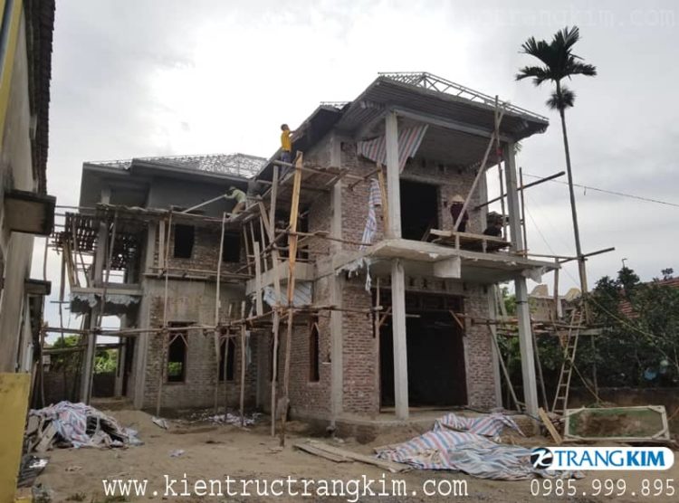 Những hình ảnh thực tế thi công công trình 1 Biệt thự 2 tầng 3 phòng ngủ Hưng Yên