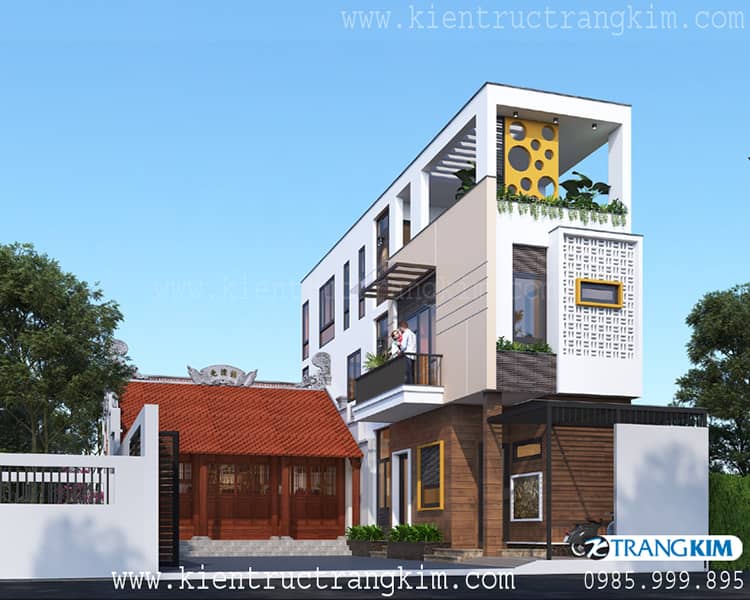 Nhà ống 2 mặt tiền hiện đại kết hợp nhà thờ