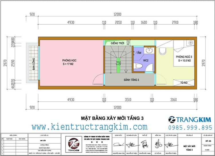Mặt bằng cải tạo tầng 3