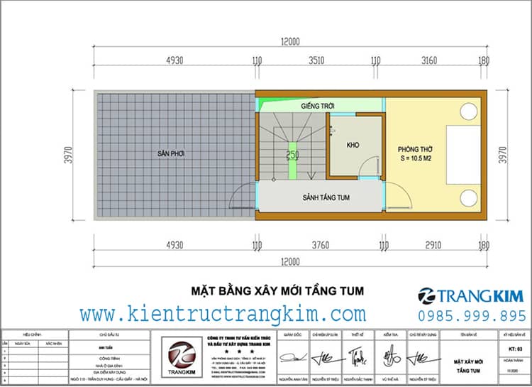 Mặt bằng cải tạo tầng tum