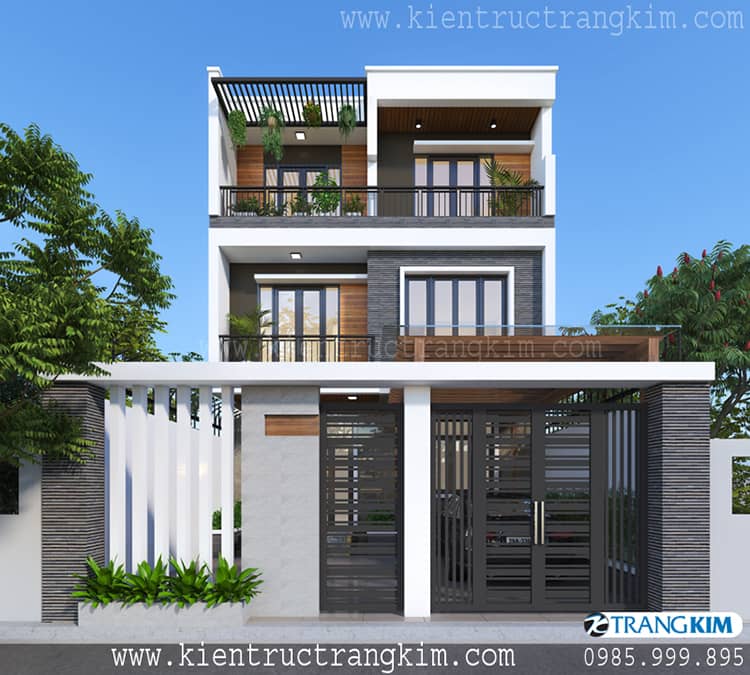 Hình ảnh phối cảnh biệt thự phố hiện đại 2 Thiết kế biệt thự phố mặt tiền 8m