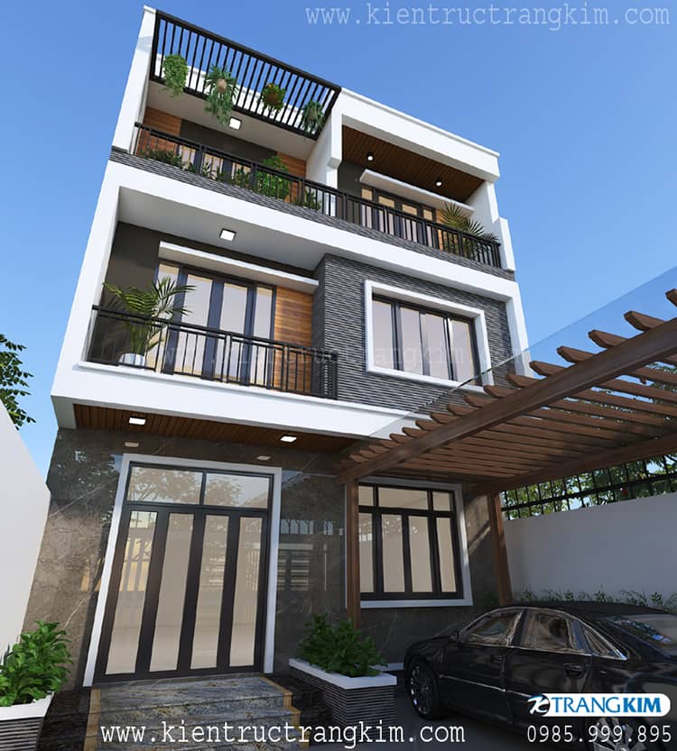 Hình ảnh phối cảnh biệt thự phố hiện đại 4 Thiết kế biệt thự phố mặt tiền 8m