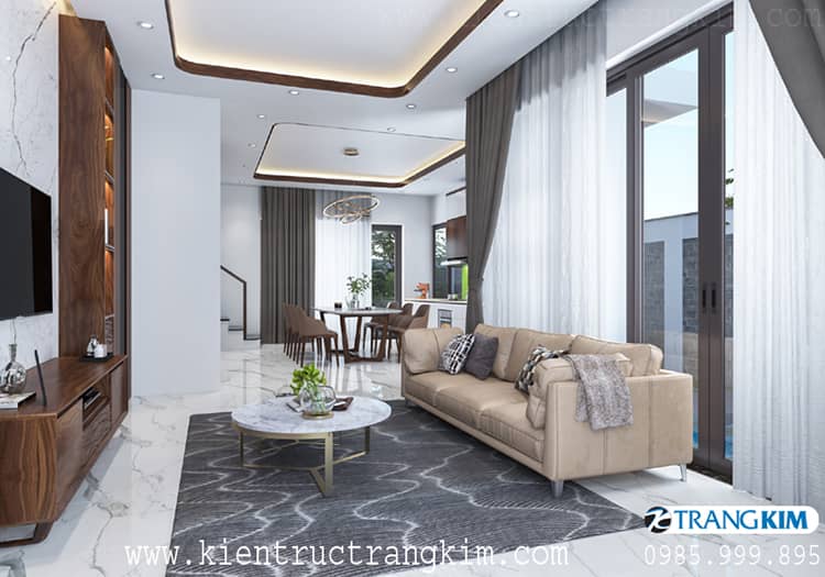 Phòng khách + bếp 1 Thiết kế biệt thự nhà vườn 2 tầng 2 phòng ngủ