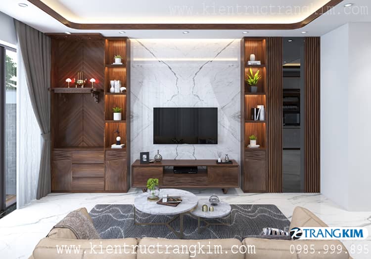 Phòng khách + bếp 2 Thiết kế biệt thự nhà vườn 2 tầng 2 phòng ngủ