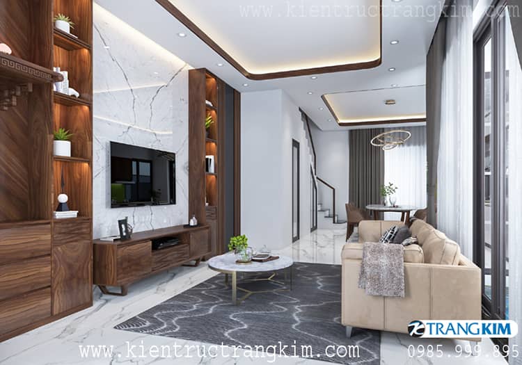 Phòng khách + bếp 3 Thiết kế biệt thự nhà vườn 2 tầng 2 phòng ngủ